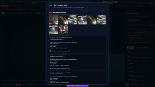 Blocker with site photos and messages