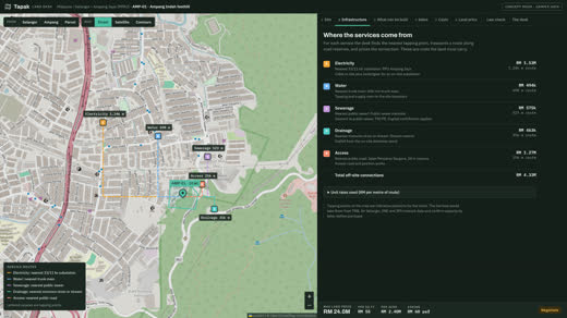 Service routes with distance and cost